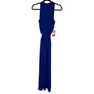 NWT Vince Camuto 2 Royal Blue Sleeveless Belted Jumpsuit 100% Polyester